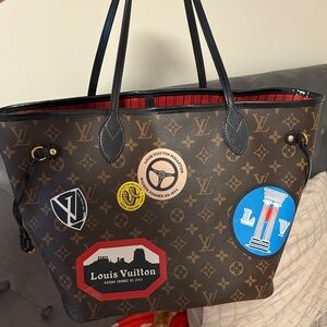 Louis Vuitton Brown Monogram Tote with Colorful Patches